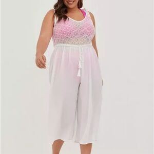 Torrid 2x Jumpsuit Swim Cover-Up - White